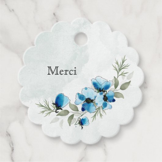 Étiquettes Cadeau Etiquette "Fleurs bleues" (Devant)