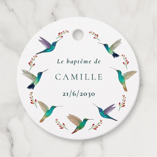 Étiquettes Cadeau Etiquette ronde baptême (Devant)