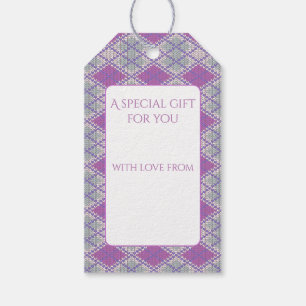 ÉTIQUETTES-CADEAU ÉTIQUETTES-CADEAUX EN TRICOT ARGYLE LILAS