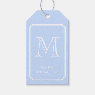 Étiquettes-cadeau Étiquettes-cadeaux Monogramme Bleu & blanc Prépa