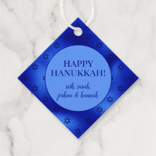 Étiquettes Cadeau Étoile de David Hanukkah personnalisée bleu royal