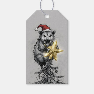 Étiquettes-cadeau Étoile de Noël hurlante de l'opossum Trash Edgy