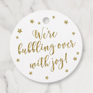 Étiquettes Cadeau Etoiles blanches et d'or Champagne Baby shower Bub