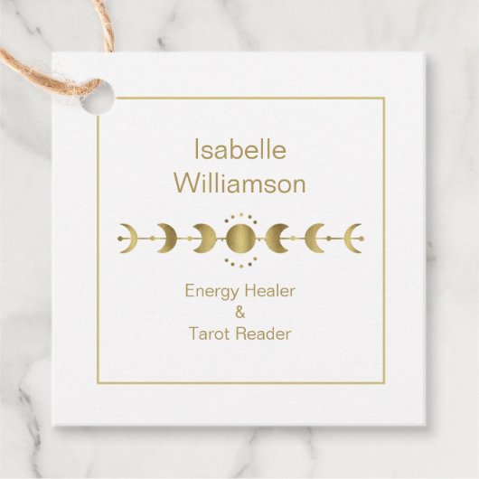 Étiquettes Cadeau Étoiles célestes mystiques Lune Phase Marine Blue  (Devant)