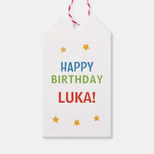 Étiquettes-cadeau Étoiles Colorées Personnalisées Joyeux Anniversair