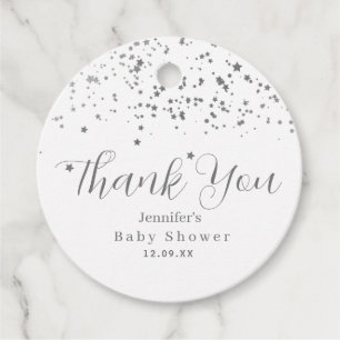 Étiquettes Cadeau Étoiles d'argent Baby shower Favoriser les étiquet