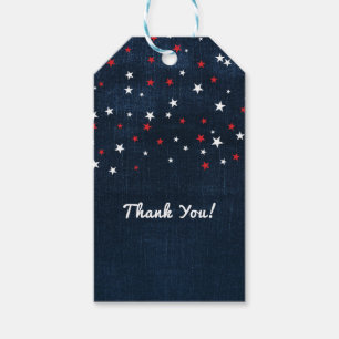 Étiquettes-cadeau Étoiles de denim rouge blanc & bleu Faveur de fête