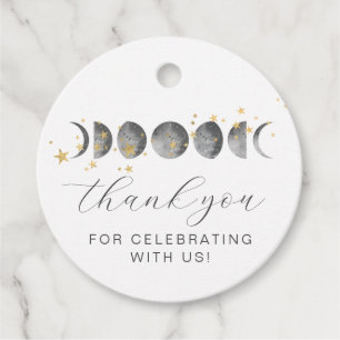 Étiquettes Cadeau Étoiles d'or des phases de lune