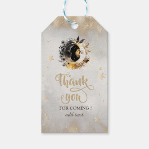 Étiquettes-cadeau Étoiles Lunes Fleurs Or Céleste