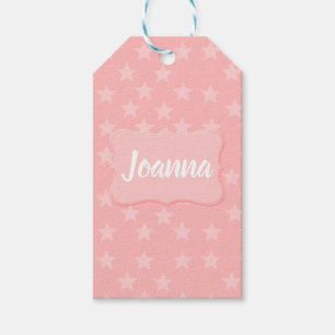 Étiquettes-cadeau Étoiles sur Monogramme rose ou nom personnalisé