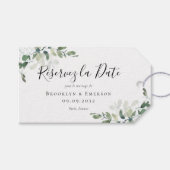 Étiquettes-cadeau Eucalyptus Aquarelle Mariage Enregistrer La Date (Devant (Horizontal))