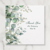 Étiquettes Cadeau Eucalyptus Aquarelle Script Mariage Merci Fav (Devant)