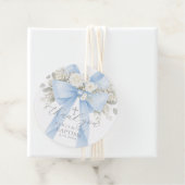 Étiquettes Cadeau Eucalyptus Blue Bow Baptism Thank you (En situation)