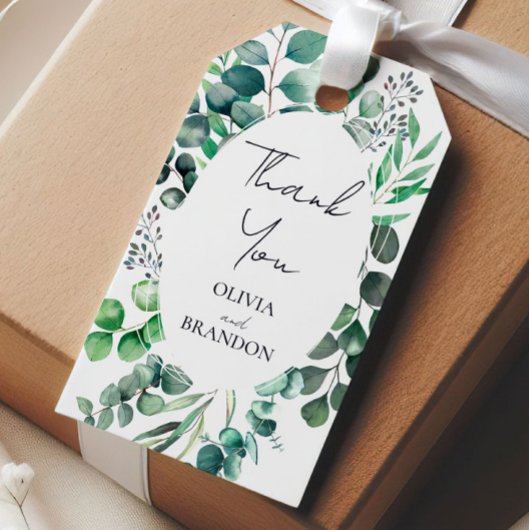 Étiquettes-cadeau Eucalyptus Botanical Greenery Leaves Wedding