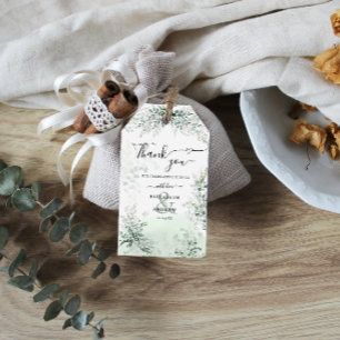 Étiquettes-cadeau Eucalyptus Botanique Sage Merci Mariage vert