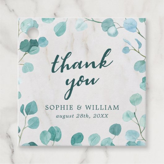 Étiquettes Cadeau Eucalyptus et Merci de marbre (Devant)
