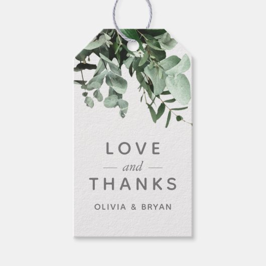 Étiquettes-cadeau Eucalyptus et verdure Aime et merci (Devant)