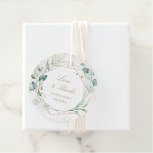 Étiquettes Cadeau Eucalyptus Gold Géométrique Baby shower élégant
