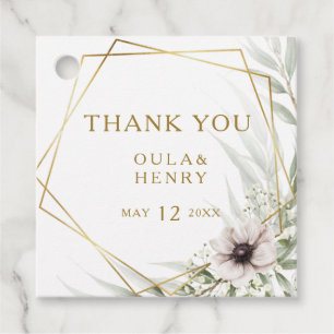 Étiquettes Cadeau Eucalyptus Gold Merci géométrique Favoriser les ét