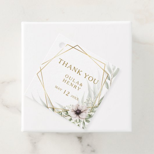 Étiquettes Cadeau Eucalyptus Gold Merci géométrique Favoriser les ét (En situation)