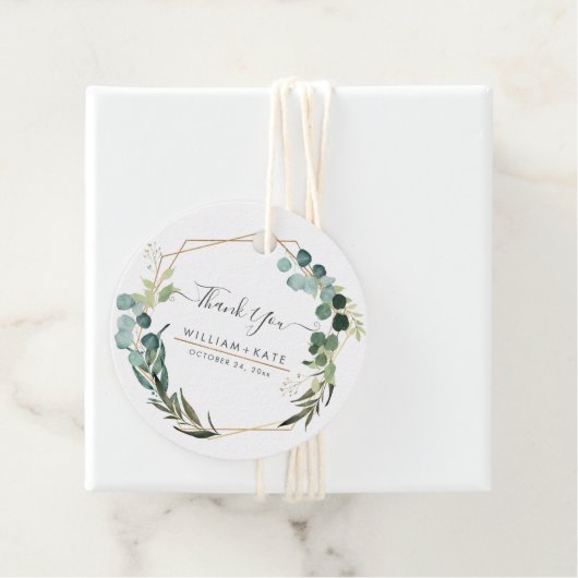 Étiquettes Cadeau Eucalyptus Merci rustique (En situation)