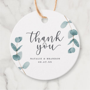 Étiquettes Cadeau Eucalyptus minimaliste simple et Merci de script