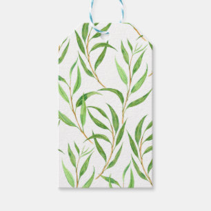 Étiquettes-cadeau Eucalyptus motif aquarelle sur blanc