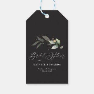 Étiquettes-cadeau Eucalyptus noir douche nuptiale