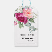 Étiquettes-cadeau Eucalyptus, rose fleurs typographie mariage (Dos)