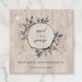 Étiquettes Cadeau Eucalyptus rose sauvage en bois rustique Mariage (Devant)