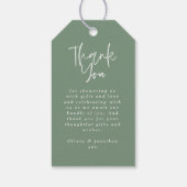 Étiquettes-cadeau eucalyptus sauge vert mignon éléphant baby shower  (Dos)