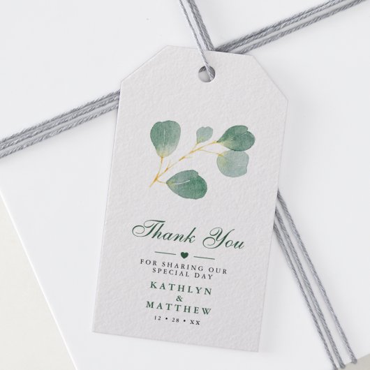 Étiquettes-cadeau Eucalyptus verdure Élégant Merci de mariage