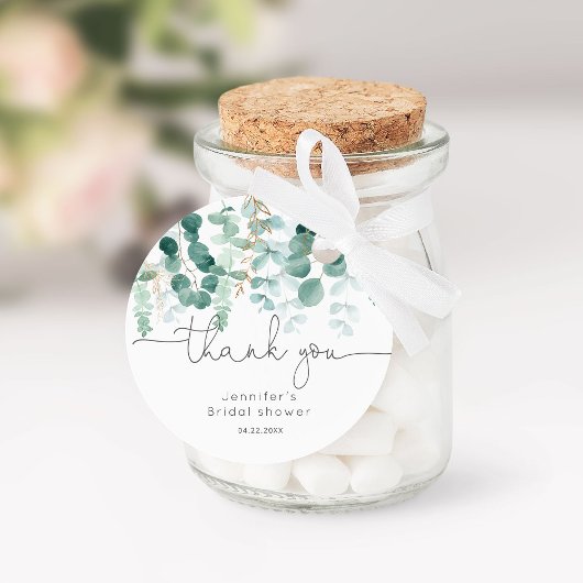 Étiquettes Cadeau Eucalyptus verdure élégant remerciement de mariage