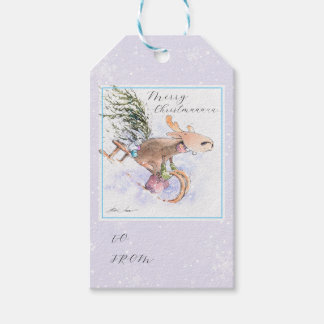 Étiquettes-cadeau EVE Peint renne de Noël et lapin