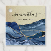 Étiquettes Cadeau Evénement, Elegant Gold et Blue Agate Favoriser le (Devant)