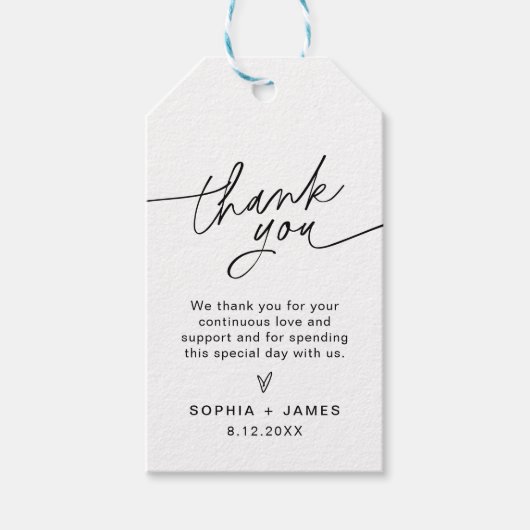 Étiquettes-cadeau EVERLEIGING Minimalist Merci Mariage Favor (Devant)