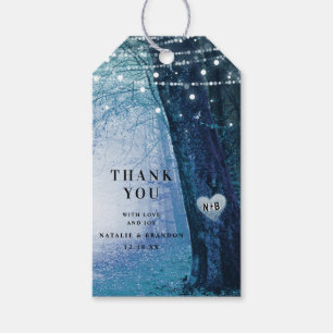 Étiquettes-cadeau Evermore Forêt de fée enchantée Merci bleu