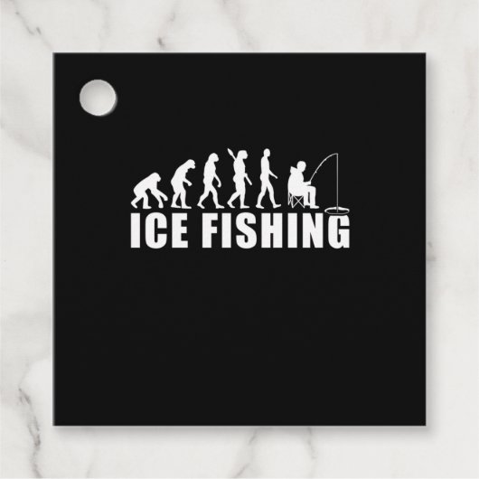 Étiquettes Cadeau Évolution de la pêche sur glace Fisher (Devant)