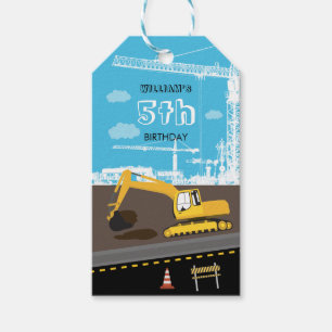 Étiquettes-cadeau Excavateur Camion de construction Camions fête d'a