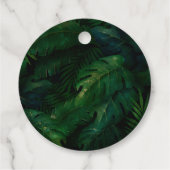 Étiquettes Cadeau Exotic Dark Green Feuille Mariage (Dos)