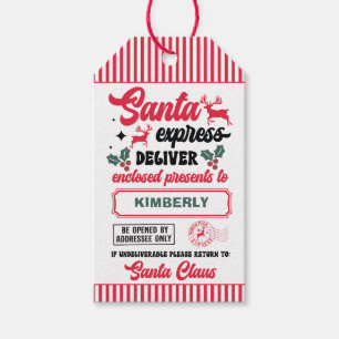 Étiquettes-cadeau Express de Noël personnalisé Père Noël