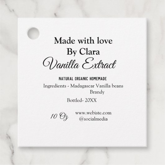 Étiquettes Cadeau Extrait de vanille fait maison ajouter les ingrédi (Devant)