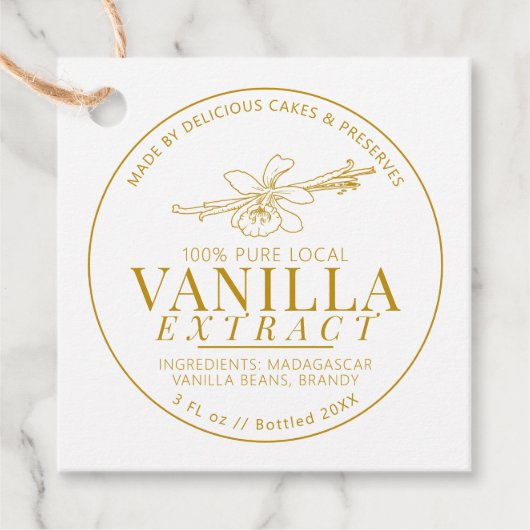 Étiquettes Cadeau Extrait de vanille fleur dessin produit jaune (Devant)