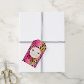 Étiquettes-cadeau Eyelashes Fille Glam rose Étincelle Leopard (Avec de la ficelle)