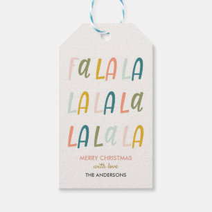 Étiquettes-cadeau FA LA LA   Couleurs pastel   Noël