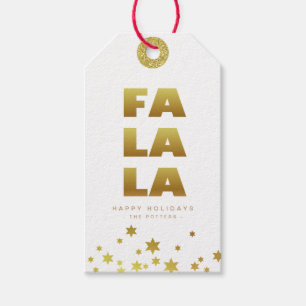 Étiquettes-cadeau Fa La La Fun Christmas White & Gold Mini