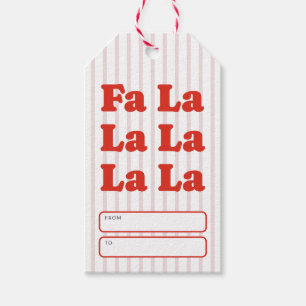 Étiquettes-cadeau Fa La La Noël Rayé Ludique