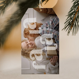 Étiquettes-cadeau Fa La La Overlay Typographie Photo Noël