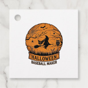 Étiquettes Cadeau Fabricant de baseball Halloween Sorcière volante L