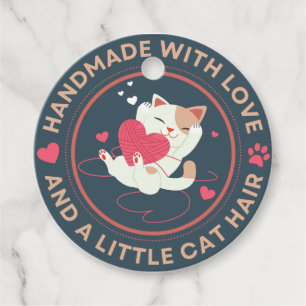 Étiquettes Cadeau Fabriqué à la main avec amour et cheveux de chat -